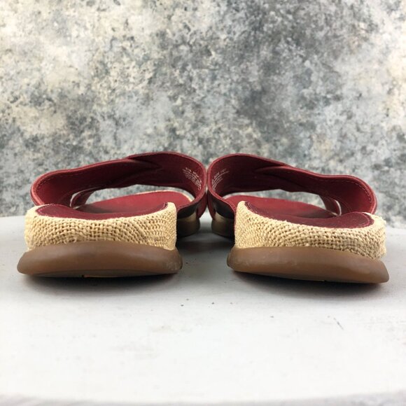 Timberland Women's Size 8.5M Red Stripe Genuine Leather Slip On Slides Sandals - Picture 7 of 14